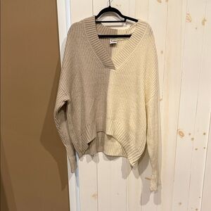 ARULA V-Neck Cream and Tan Sweater